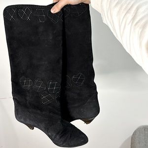 Italian suede kitten heels.